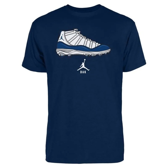 NWT Nike Dallas Cowboys Dak Prescott Blue Cleat Jordan Graphic Tee - Picture 1 of 4